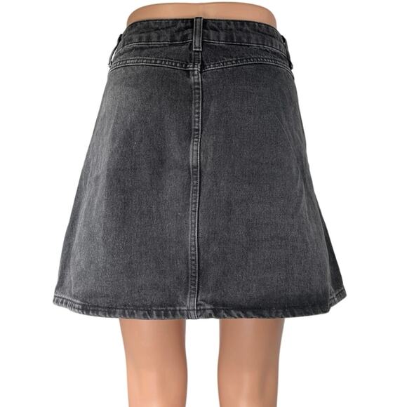 ASOS Design Women's Black Wash Button Down Mini A-line Denim Jeans Skirts Size 8 - Picture 3 of 5